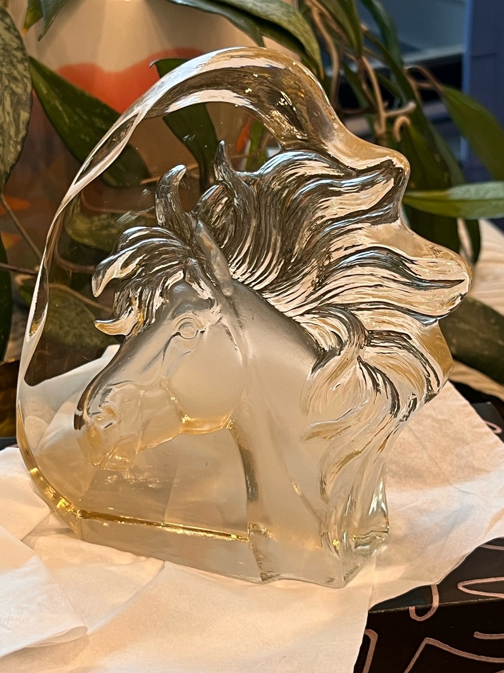 Clear Glass Horse Head Sculpture